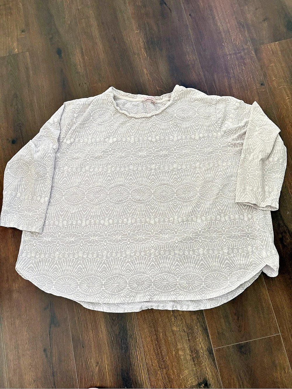Fresh Produce Catalina Top Geometric Cotton Tunic Gray & White Size 3X